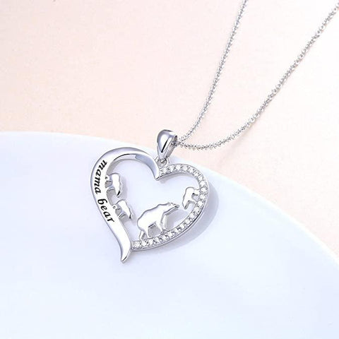 Sterling Silver For Mom Necklace Mothers Day Gift Mama Bear Pendant Necklace or Bracelet for Mum Animal necklace DAOCHONG 