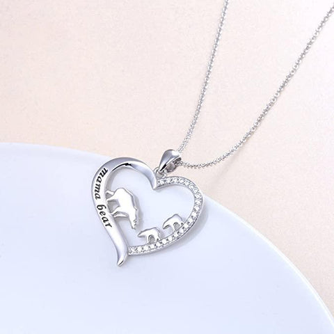 Sterling Silver For Mom Necklace Mothers Day Gift Mama Bear Pendant Necklace or Bracelet for Mum Animal necklace DAOCHONG 