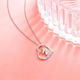 Sterling Silver Forever Love Animal Heart Pendant Necklace for Women Girlfriend Daughter Graduation Gift, 18 Inches Horse Necklace enjoy life creative 