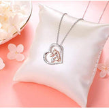 Sterling Silver Forever Love Animal Heart Pendant Necklace for Women Girlfriend Daughter Graduation Gift, 18 Inches Horse Necklace enjoy life creative 