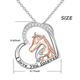 Sterling Silver Forever Love Animal Heart Pendant Necklace for Women Girlfriend Daughter Graduation Gift, 18 Inches Horse Necklace enjoy life creative 