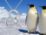 Sterling Silver Lovely Animal Penguin Heart Pendant Necklace Jewelry Gift for Women Animal necklace BEILIN 