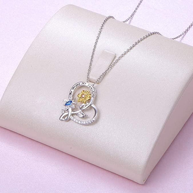 Sterling Silver Sunflower with Honey Bee or Butterfly Engraved Bee Happy or Brave My Sunshine Pendant Necklace Animal necklace Ladytree 