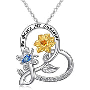 Sterling Silver Sunflower with Honey Bee or Butterfly Engraved Bee Happy or Brave My Sunshine Pendant Necklace Animal necklace Ladytree Be brave 