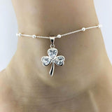 Sunflower Anklet, Sterling Silver Beaded Ankle Bracelet, Good Luck Charm Jewelry, Shamrock Anklet enjoy life creative 