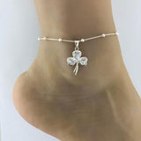 Sunflower Anklet, Sterling Silver Beaded Ankle Bracelet, Good Luck Charm Jewelry, Shamrock Anklet enjoy life creative C 