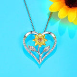 Sunflower Love Heart Pendant Necklace Jewelry You are My Sunshine Adjustable 18-20 Inches Blessings for Women Daughter Wife Jewelry 925 Sterling Silver on Birthday Anniversary Flower necklace Klurent 