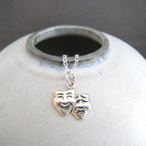 tiny sterling silver theater masks necklace comedy tragedy drama faces small play pendant happy sad dainty jewelry actor actress charm 5/8" Mask Necklace enjoy life creative 